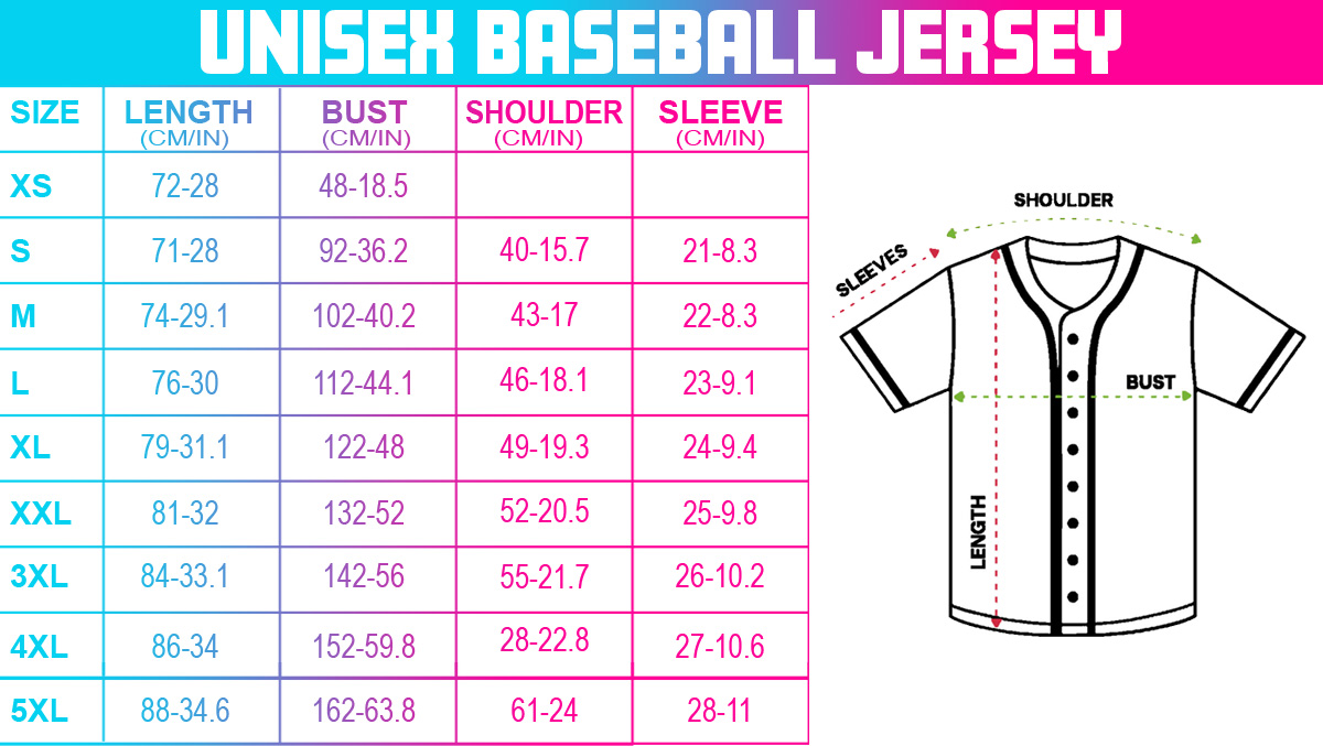 baseball jersey sizechart